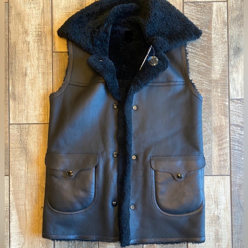 Coach Black Lamb Leather Shearling Reversible Vest 🆕 - Picture 14 of 14